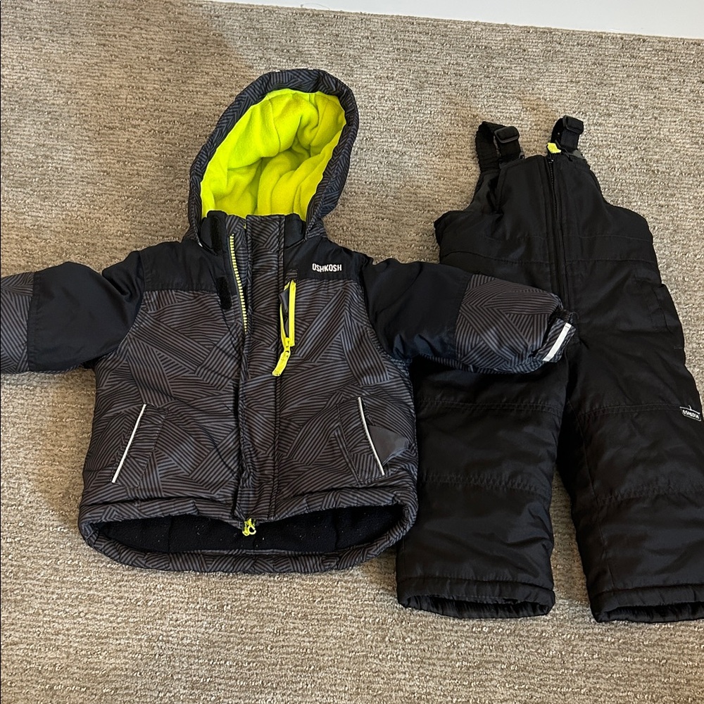 Oshkosh Black and Neon Snowsuit Set